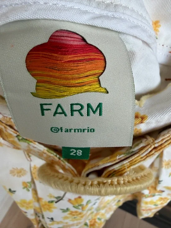 FARM Rio Floral Yellow Belted Denim Mini Skirt | M - Picture 10 of 10